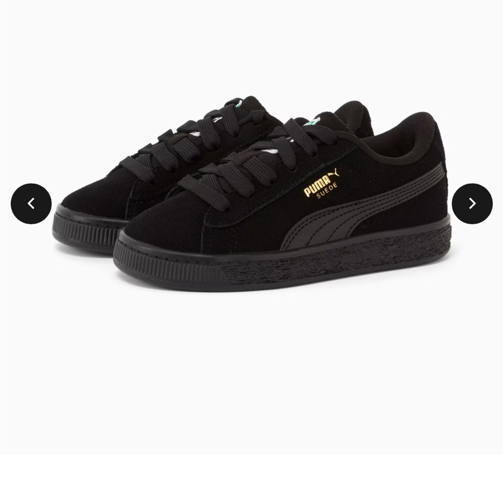 Girls Puma Creepers Suede Black and Gold Sneakers